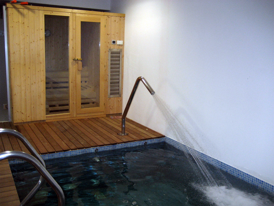 Piscina climatizada y sauna en vivienda